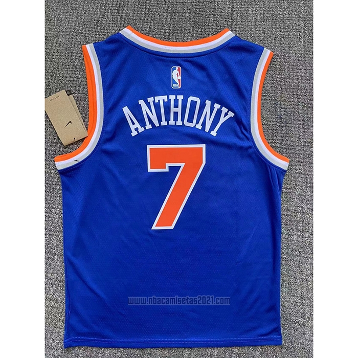 Camiseta Nino New York Knicks Carmelo Anthony #7 Icon Azul
